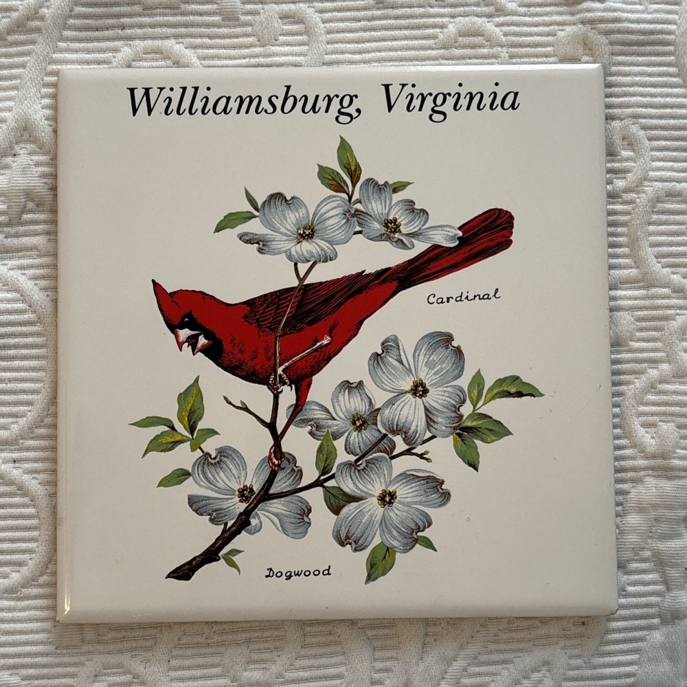 Williamsburg The Old Dominion Trivet Cork Plaque Virginia Cardinal Dogwood